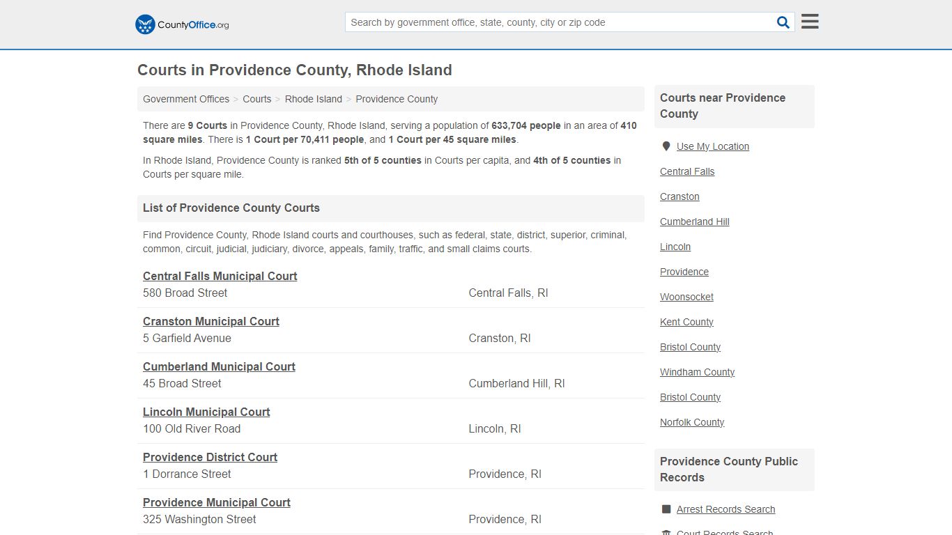 Courts - Providence County, RI (Court Records & Calendars)